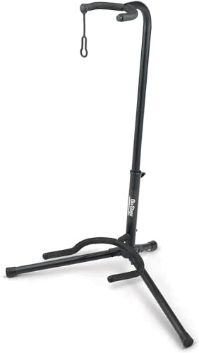 On Stage Soporte tubular para guitarra con acolchado aterciopelado, Negro, Single Stand