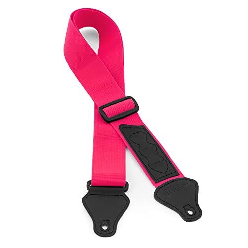 TIGER UAC4 Correa para ukelele soprano, concierto, tenor y barítono con soporte para púas, color rosa