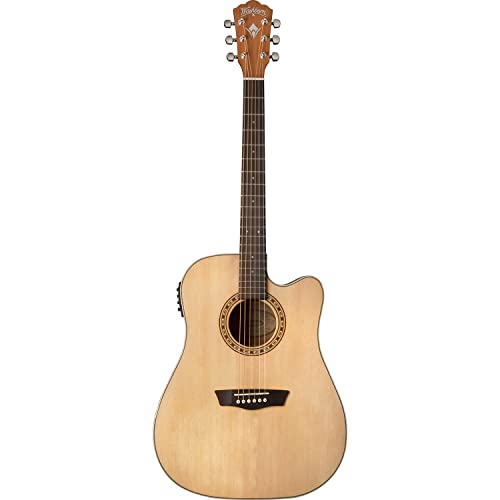Washburn Harvest - Guitarra acústica-eléctrica de 6 cuerdas, derecha, natural (WD7SCE-A)
