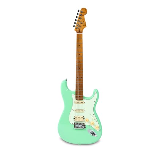 Guitarra eléctrica Deviser de cuerpo sólido, color verde menta y arce