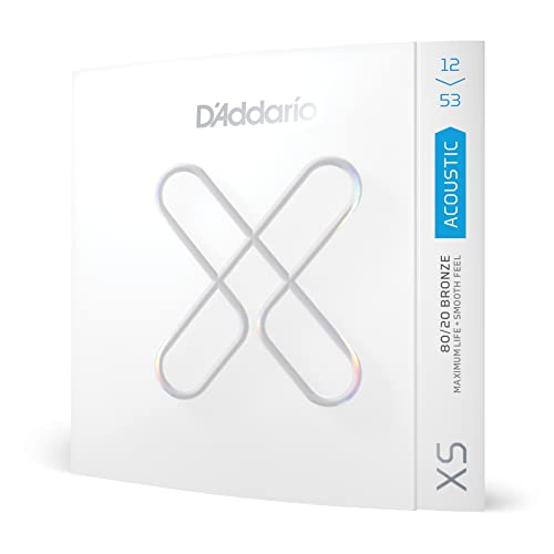 D'Addario Cuerdas para guitarra acústica, XS 80/20 con revestimiento de bronce, XSABR1253, calibre...