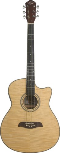 Oscar Schmidt OACEFN - Guitarra acústica eléctrica, Diapasón de madera de ingeniería, Natural