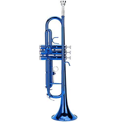SHYEKYO Trompeta Profesional, Fácil de Soplar, Azul, Latón, Níquel, Acero Inoxidable, Modern, Si