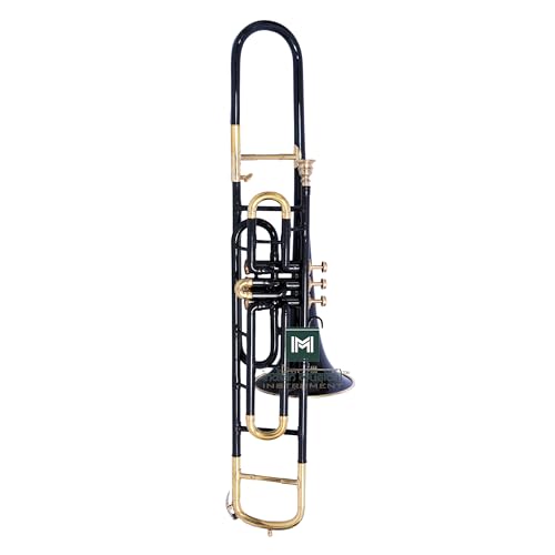 Trombón de válvula, paso BB, calidad de latón con estuche de transporte e incluye boquilla, guantes...