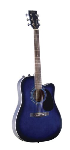 Johnson JG-650-TBL Guitarra acústica de cuerpo fino con pastilla y explosión azul