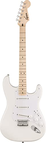 Squire Sonic Stratocaster HT Guitarra eléctrica, blanco ártico, diapasón de arce, golpeador blanco
