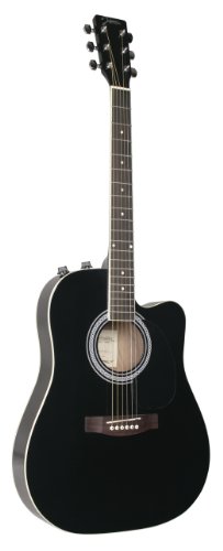 Johnson jg-650-tb thinbody guitarra acústica con pastilla, color negro