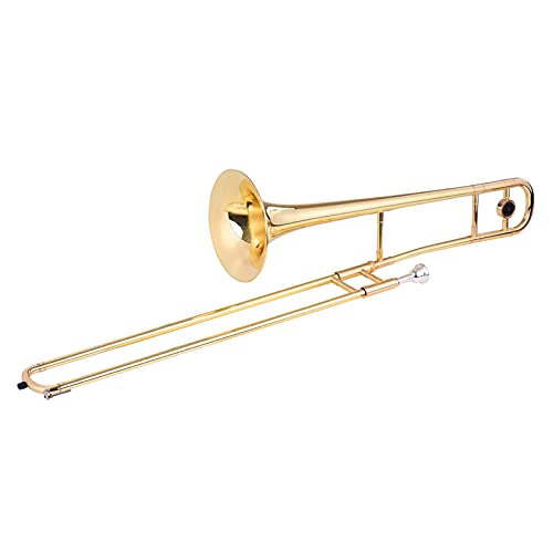 Bobique Alto Trombón Latón Oro Barniz Bb Tono B Instrumento de Viento Plano con Boquilla de...
