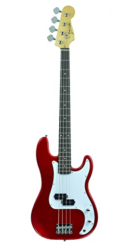 Bajo eléctrico Deviser LB14, rojo, 4 cuerdas, incluye funda y cable