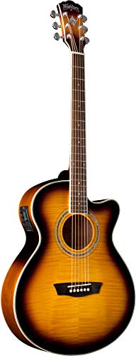 Washburn Festival EA15 Mini Jumbo Cutaway, guitarra eléctrica acústica, ráfaga de tabaco