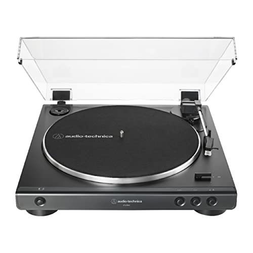 Audio-Technica - Tocadiscos AT-LP60X-BK totalmente automático con transmisión por correa, velocidades...