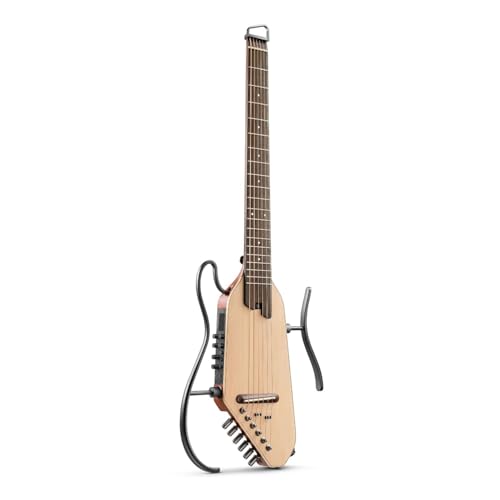 Donner Guitarra eléctrica acústica HUSH I PRO Guitarra de viaje con múltiples modos de efecto, kit de...