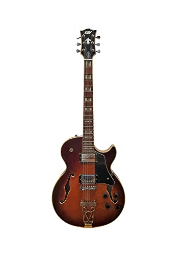 IYV-IJZ-300A TSB Jazz Guitarra eléctrica sólida de cuerpo hueco, tabaco Sunburst
