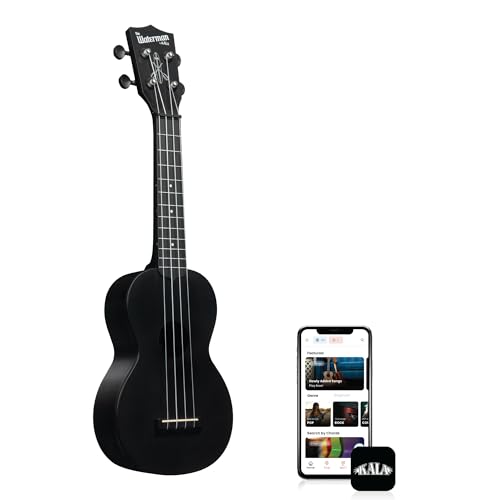 Kala Brand Music Co. The Waterman Beach Collection, ukelele de 4 cuerdas, derecho, arena negra, soprano...