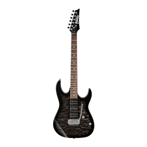 Ibanez Guitarra eléctrica de cuerpo sólido de 6 cuerdas, derecha, transparente, color negro...
