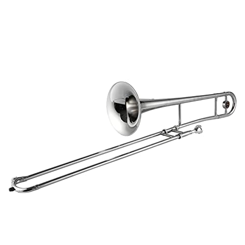 Trompeta plateada, trombón Alto, latón Bb tono B, instrumento de viento plano con boquilla de...