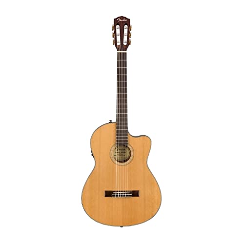 Fender CN-140SCE - Guitarra acústica de nailon para concierto, con 2 años de garantía, natural, con...