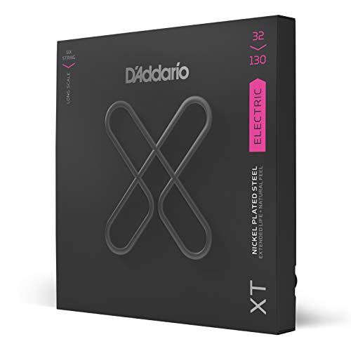 D'Addario XTB32130, XT Bass Nickel Plated Steel, Regular Light, 6-String, 32-130