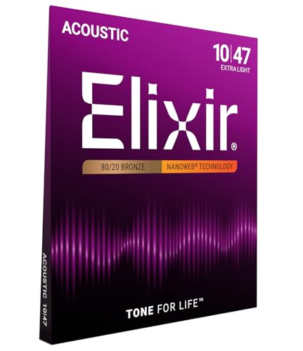 Elixir Cuerdas 80/20 bronce, cuerdas para guitarra acústica con revestimiento de politejido, extra...