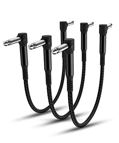 Elebase Guitarra Parche Cables 3-Paquete, 30 CM Efectos Pedal Junta Cable 1/4 Pulgada Ángulo recto...