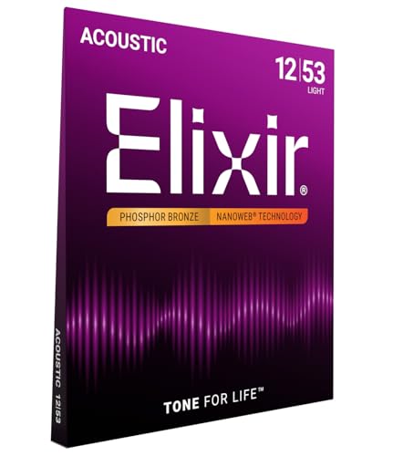 Elixir Cuerdas para guitarra acústica de bronce fosforado con revestimiento nanoweb, Juego individual,...