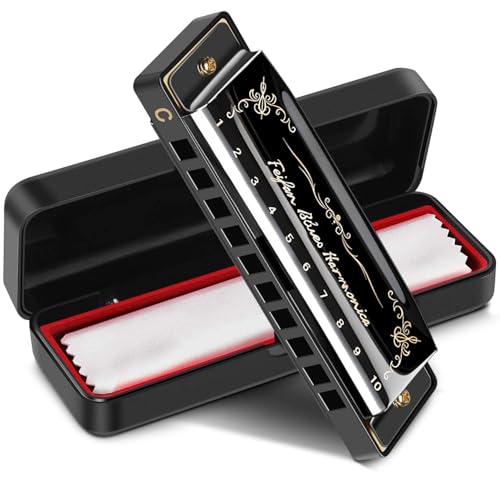 RUAKIVA Armónica,Harmonica,Deluxe 10 Agujeros 20 Notas,Clave de C,Adecuado para Principiantes,Regalo...