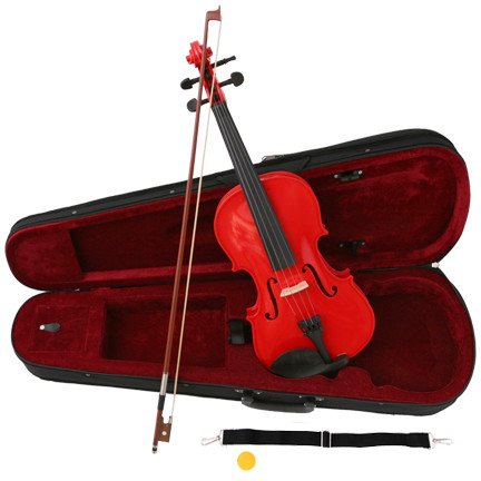 Crescent Violín acústico de madera de arce rojo 1/2 con funda, colofonia y arco