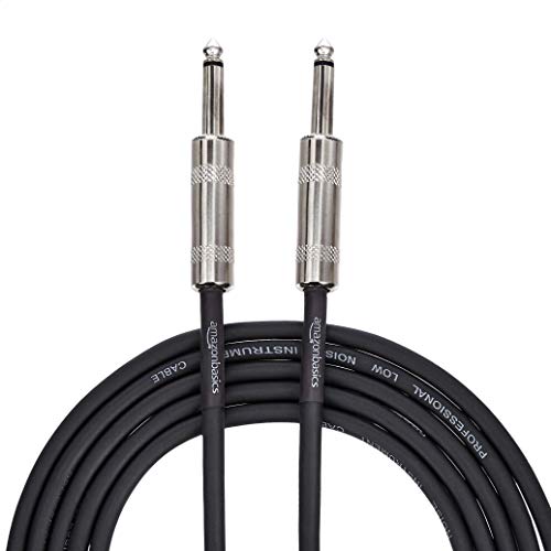 Amazon Basics Cable de 1/4 pulgadas para guitarra, 10 Pies, Negro, para Guitarra Eléctrica/Bajo y...