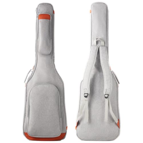 AudioShark - Bolsa de guitarra de bajo acolchado de 8 mm, funda de bajo gris suave, amplio...