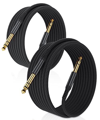 ELEBASE Cable Instrumento 6.35mm TRS 3M 2-Pack,Lead Balanceado Audio Estéreo 1/4 Pulgadas Macho 6.3...