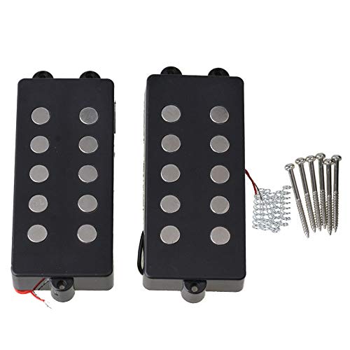 BQLZR - Imán de cerámica negra de 5 cuerdas M para bajo, doble bobina de pastilla para bajo y bajo,...