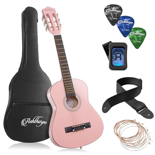 Ashthorpe - Paquete de guitarra acústica para principiantes de 30 pulgadas (rosa), kit básico de inicio...