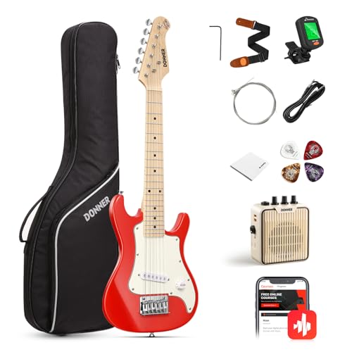 Donner - Kit de guitarra eléctrica para niños de 30 pulgadas, mini guitarra eléctrica estilo ST para...