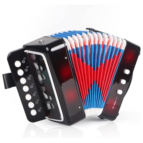 masoe Acordeones Portátil, Acordeón para Niños, Con 10 Botones de Control. Instrumento Musical de...