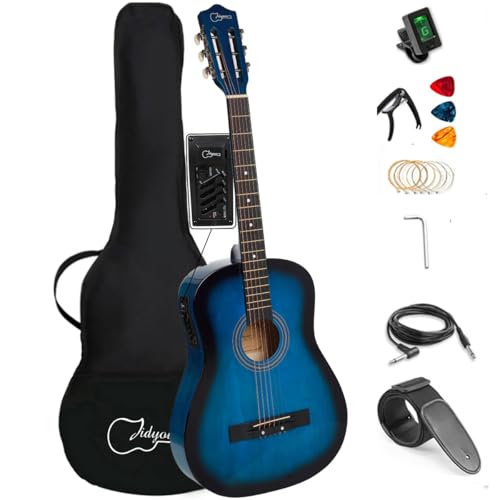 38 inch Electroacústica Guitarra Guitarra acustica con Afinadores,Correas,Cuerdas para...