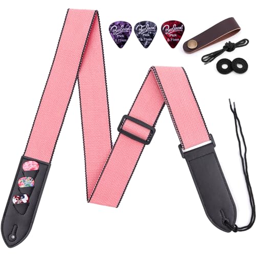 BestSounds - Correa de guitarra eléctrica acústica para guitarra con correa de piel para el cuello, 3...