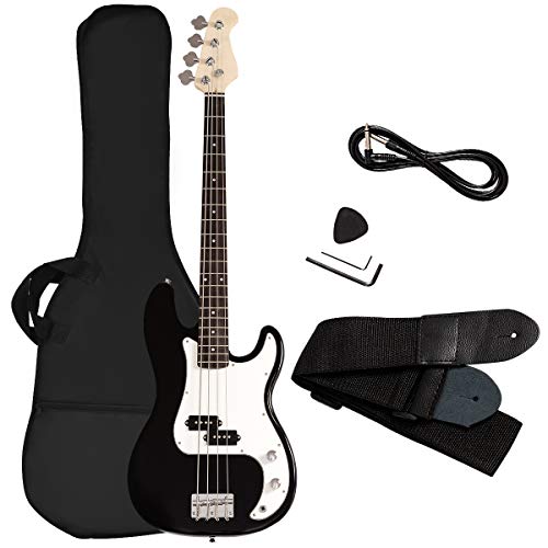 Goplus Guitarra eléctrico tamaño completo, 4 cuerdas, correa, cable de amplificador, con estuche para...