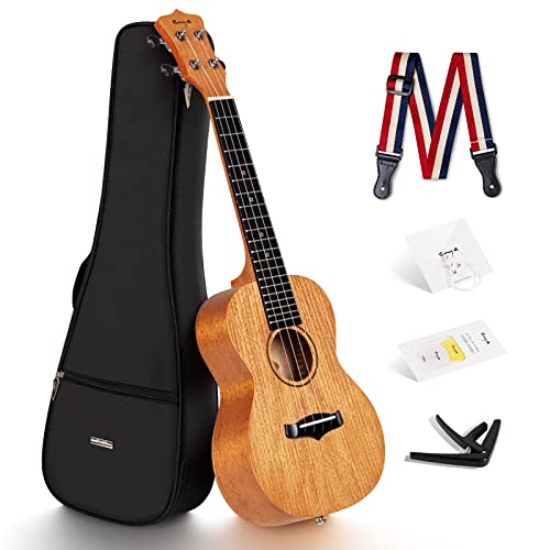 Enya Ukelele de concierto de 23 pulgadas de caoba sólida para principiantes con bolsa de concierto,...