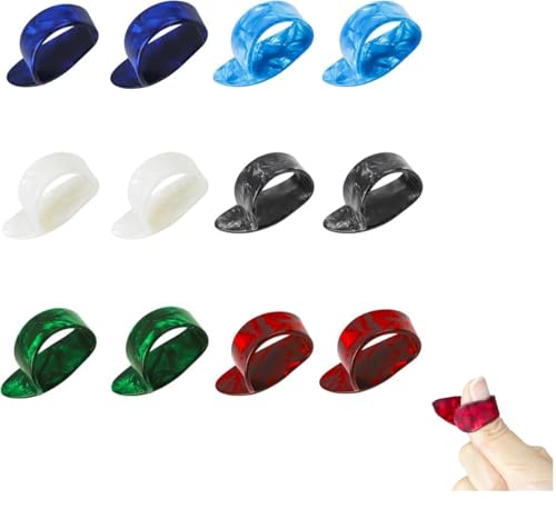 12 púas de dedo para el pulgar de guitarra, púas planas para el pulgar de la guitarra de celuloide,...