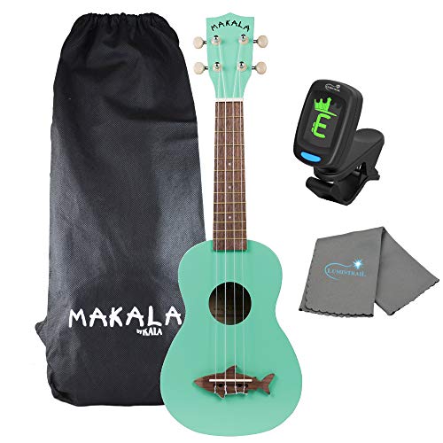 Kala Surf - Ukelele de tiburón soprano verde - MK-SS/GRN paquete con afinador y paño de pulido