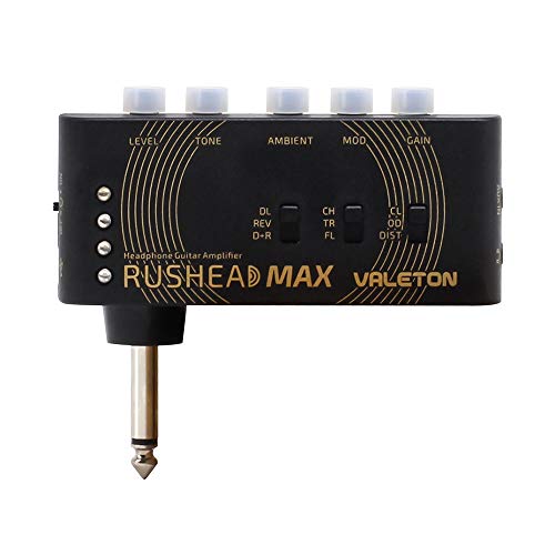 Valeton Rushead MAX - Amplificador de Bolsillo portátil para Guitarra y bajo Cargador USB, multiefectos
