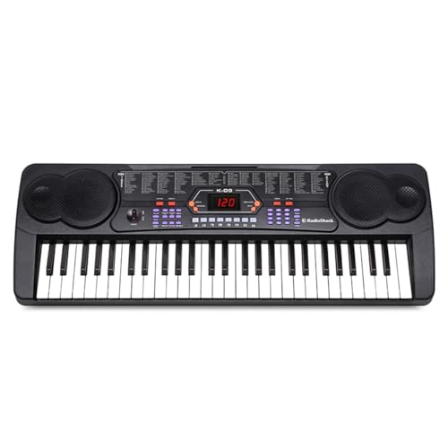 RadioShack Piano eléctrico de 54 teclas con micrófono, función de enseñanza y metrónomo, 255 tonos...