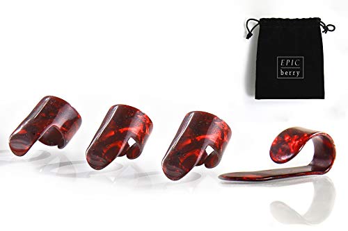 Púas de dedo y pulgar EPIC Berry, lo mejor para guitarra acústica, banjo o ukelele Incluye una bolsa,...