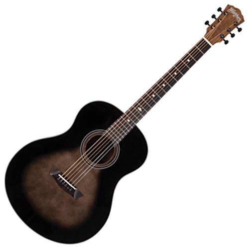 Washburn Bella Tono - Guitarra acústica de 6 cuerdas, derecha, brillante carbón Burst (BTS9CH-D)
