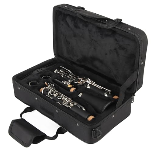 Clarinete Set 17 Llaves Sib 6 Segmentos + Clip de Cañas + Estuche con Paño de Limpieza Caja de...