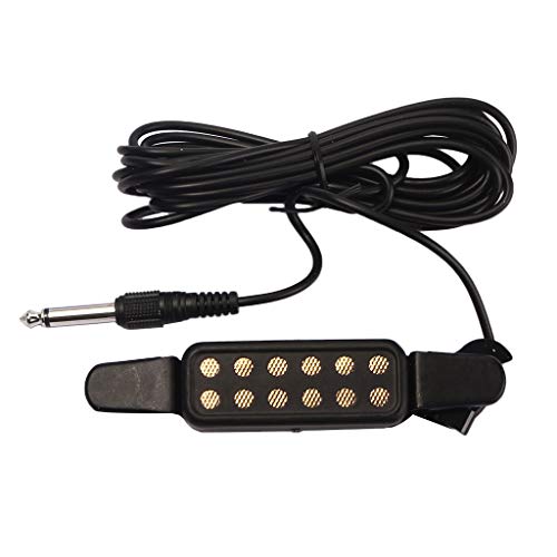 Alnicov Amplificador transductor de Guitarra acústica Negra de 12 Agujeros con Cable de 10 pies,...