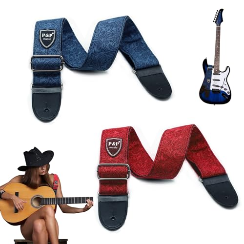 Correas de guitarra,Paquete de 2 Strap para Guitarra Ajustable para bajo, guitarra acústica, ukelele,...