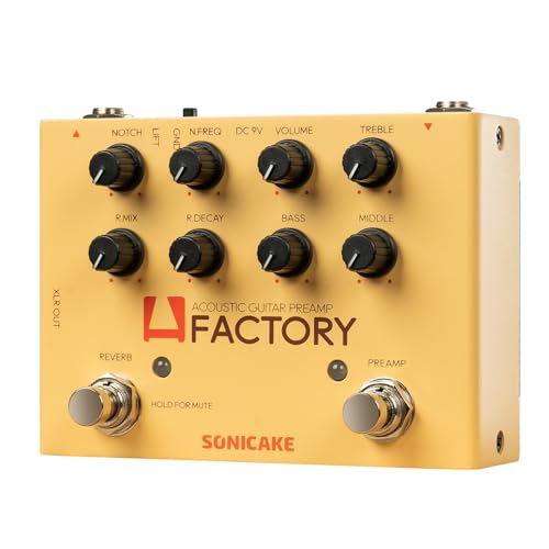 SONICAKE Pedal de Efectos para Guitarra Acústica con Preamplificador Analógico y Reverberación Digital...