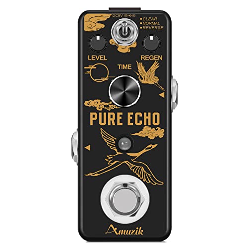Amuzik Pure Echo Guitar Effect Pedal Analog Digital Delay Effects Pedals for Clear Normal Reverse 3 Modes...