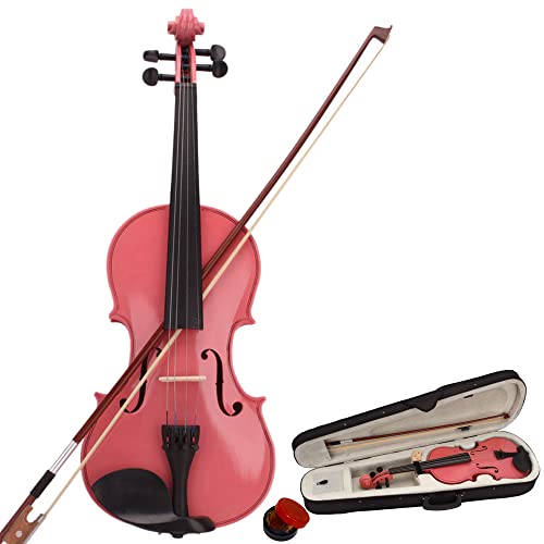 Estuche acústico para violín de 1/4, color rosa